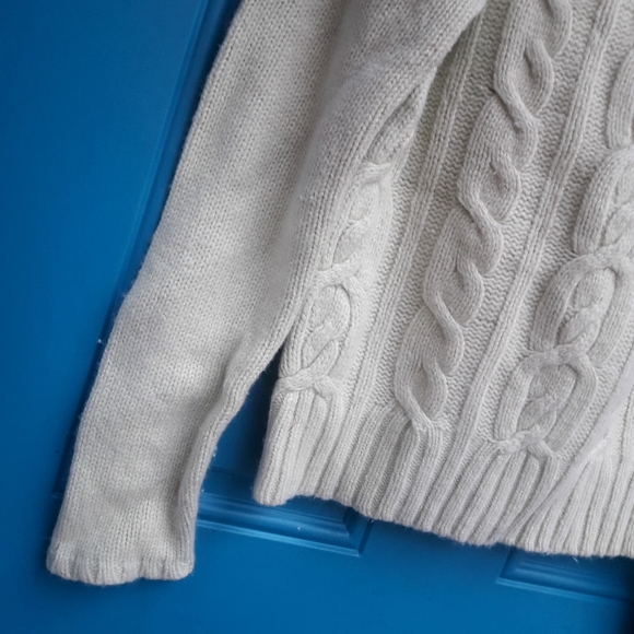 Cashmere Wool Angora Sweater Cable Knit Sage Green - Picture 16 of 16